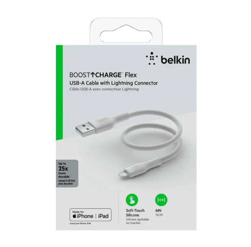 CABLE PARA CELULAR BELKIN USB A LIGHTNING 15CM (CAA008BT0MWH-TL)